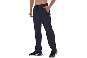 AIRIKE Men's Elastic Waist Hiking Pants Water Resistant Quick-Dry Lightweight Outdoor Sweatpants with Zipper Pockets