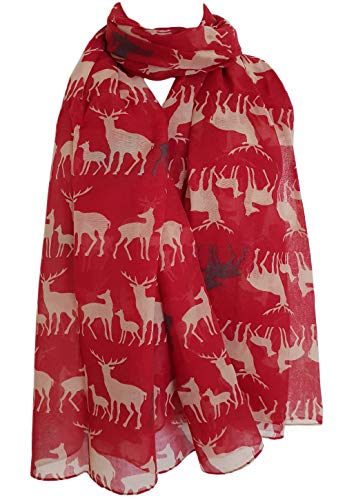 GlamLondonWomen's Christmas Scarf Large Various Xmas Theme Printed Festive Wrap Sarong Shawl