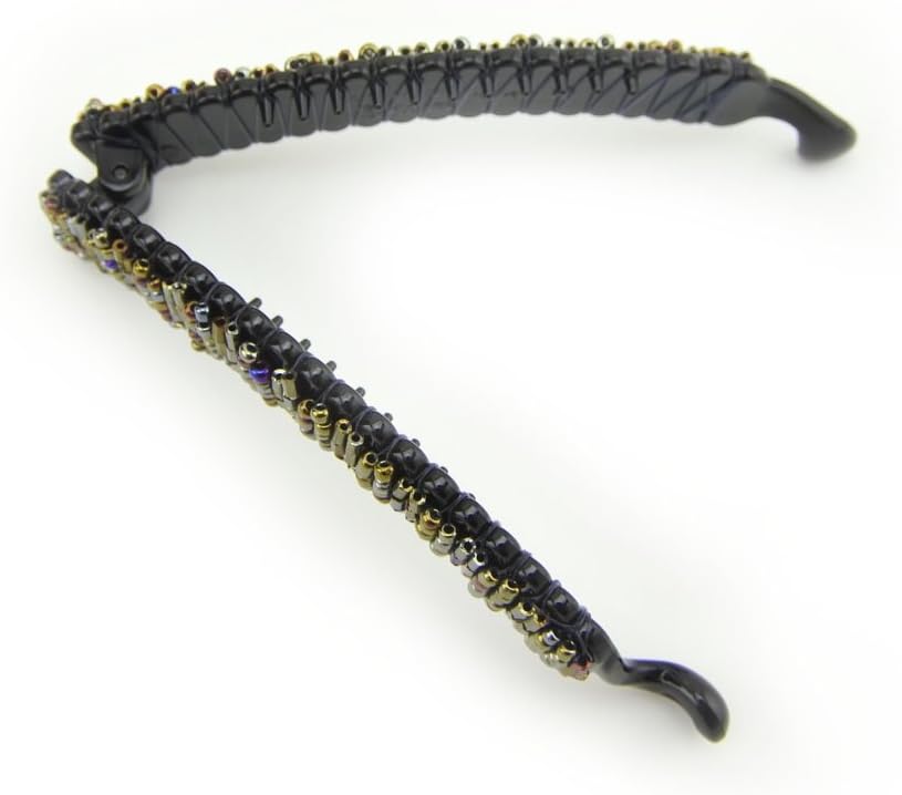 Meilliwish Beads Beautiful Banana Hair Clip for Women Girls 1 PCS(H67)(Brown) - Image 3
