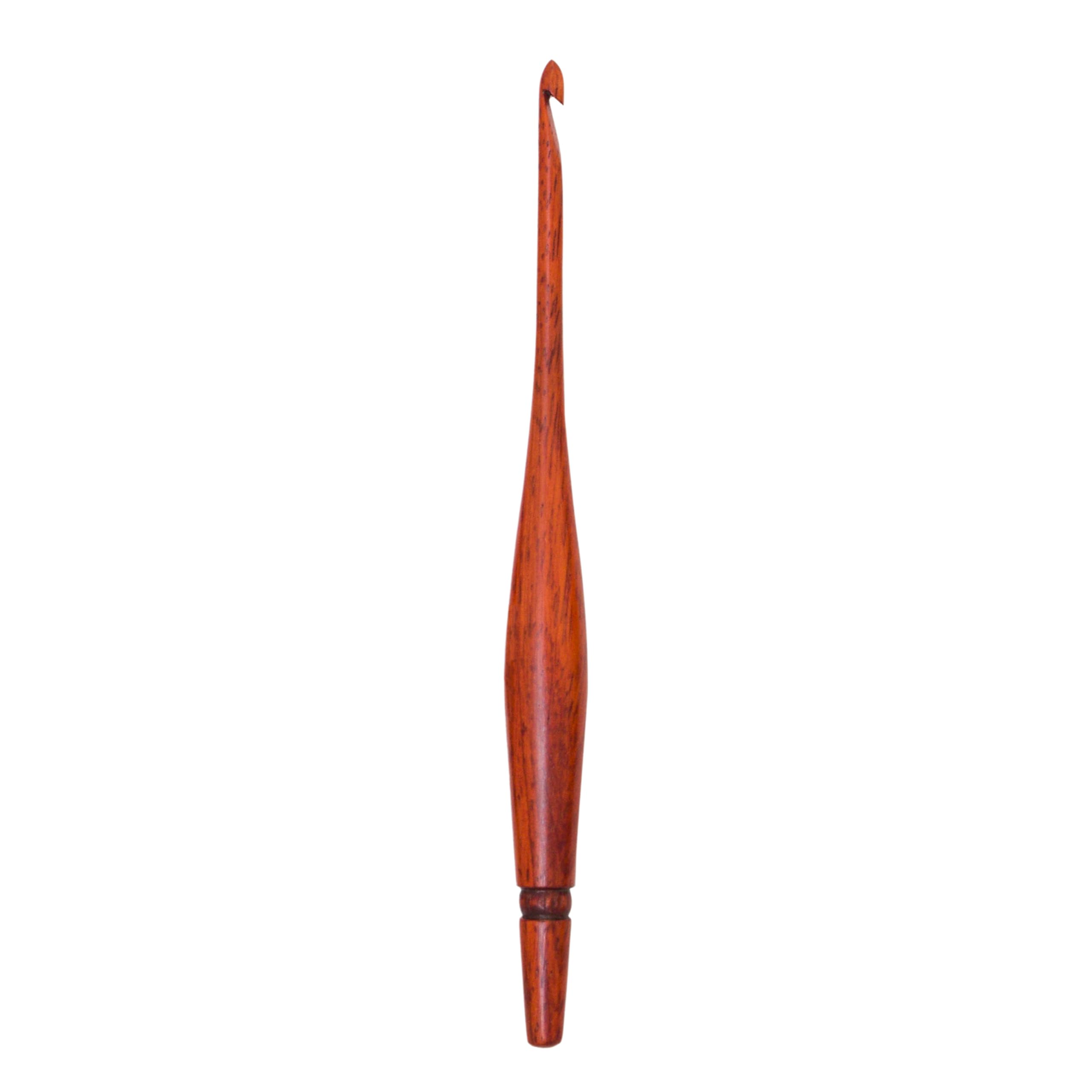 Ommi Ergonomic Handle Crochet Hooks | Handcrafted 17.78 cms Padauk Wood Crochet Hook | Knitting Needle, Craft Yarn Weave | Best Gift! (Padauk, 5 mm)