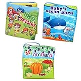 Agooding Nontoxic Soft Cloth Baby Books Set of 3-Bright Color Pictures for Boys or Girls-visual Learning,expression Keepsake.