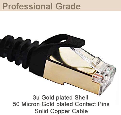 PiperCables PRO SERIES CAT7 (50m / 164ft) Double Shielded RJ45 Ethernet Network Cable Professional Grade - Fluke Tested - 100% Guaranteed - Gold Plated - SSTP Solid Copper 26AWG (164ft - 50m Black)