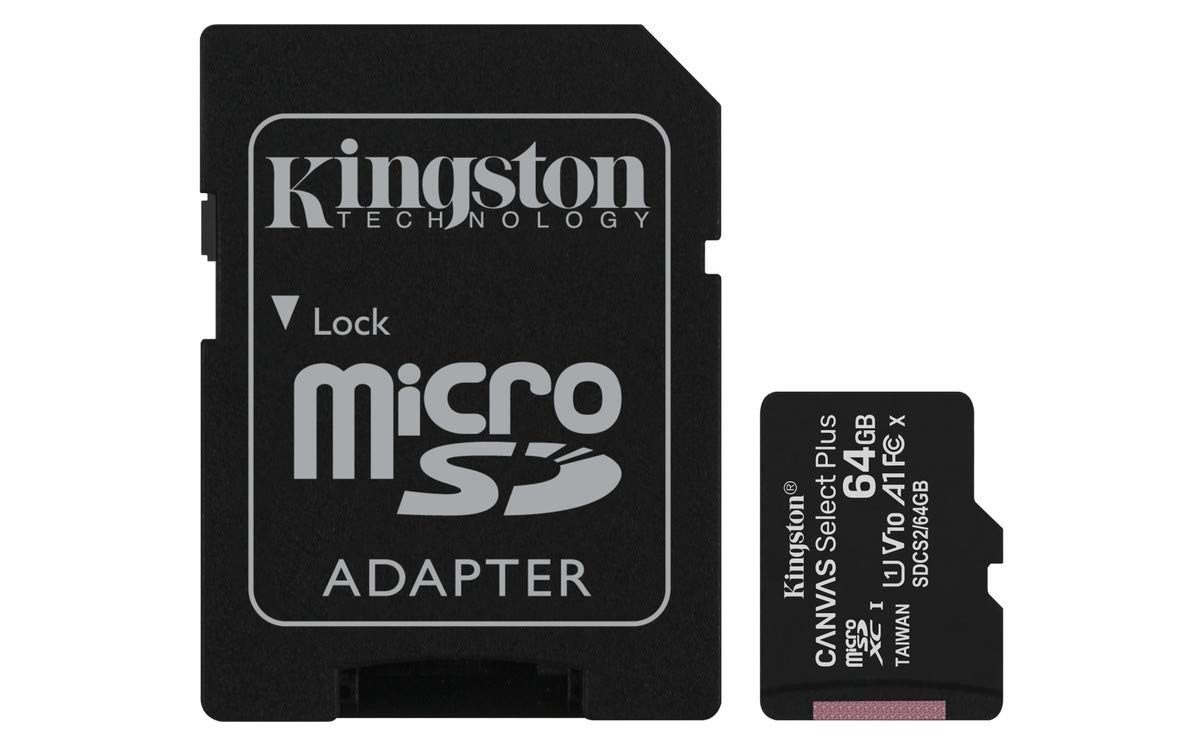 Kingston Canvas Select Plus microSD Card SDCS2/64 GB-3P1A Class 10 (3 x cards, SD Adapter Included)
