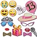 13th Birthday Photo Booth Props - 41-pc Photo Prop Kit with 8 x 10-Inch Sign, 60 Adhesive Pads, 45 Sticks - Teen Girl Photo Booth Props - Party Supplies 13th Birthday