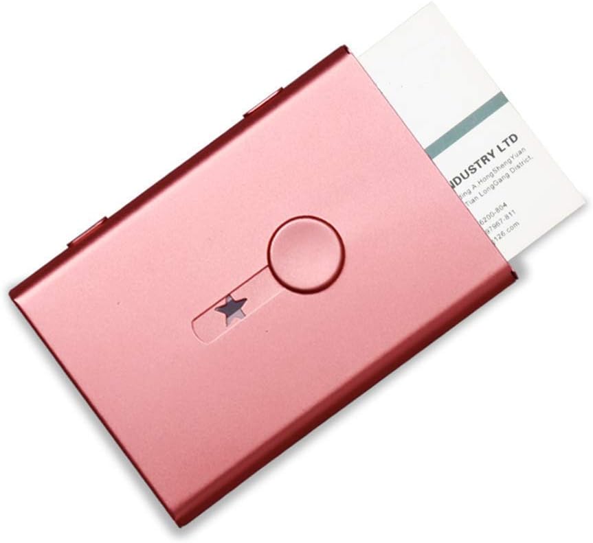 KINGFOM Stainless Steel Business Card Case Holders Thumb Slide-Out for Men and Women (Rose Gold-1884), Standard