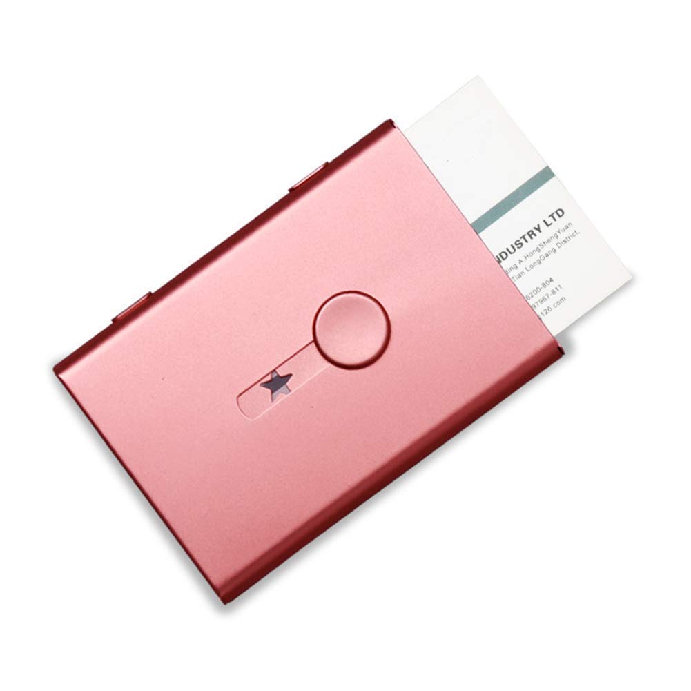 KINGFOM Stainless Steel Business Card Case Holders Thumb Slide-Out for Men and Women (Rose Gold-1884)