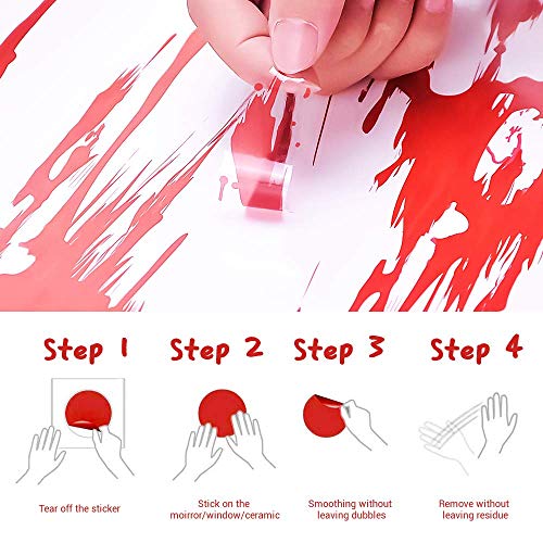 Hely Cancy Halloween Decorations Window Decals Wall Stickers Decor, 88 PCS Bloody Handprint Footprint Horror Bathroom Zombie Party Decorations Supplies,12 inches by 16 inches Sheet - Thumbnail 4
