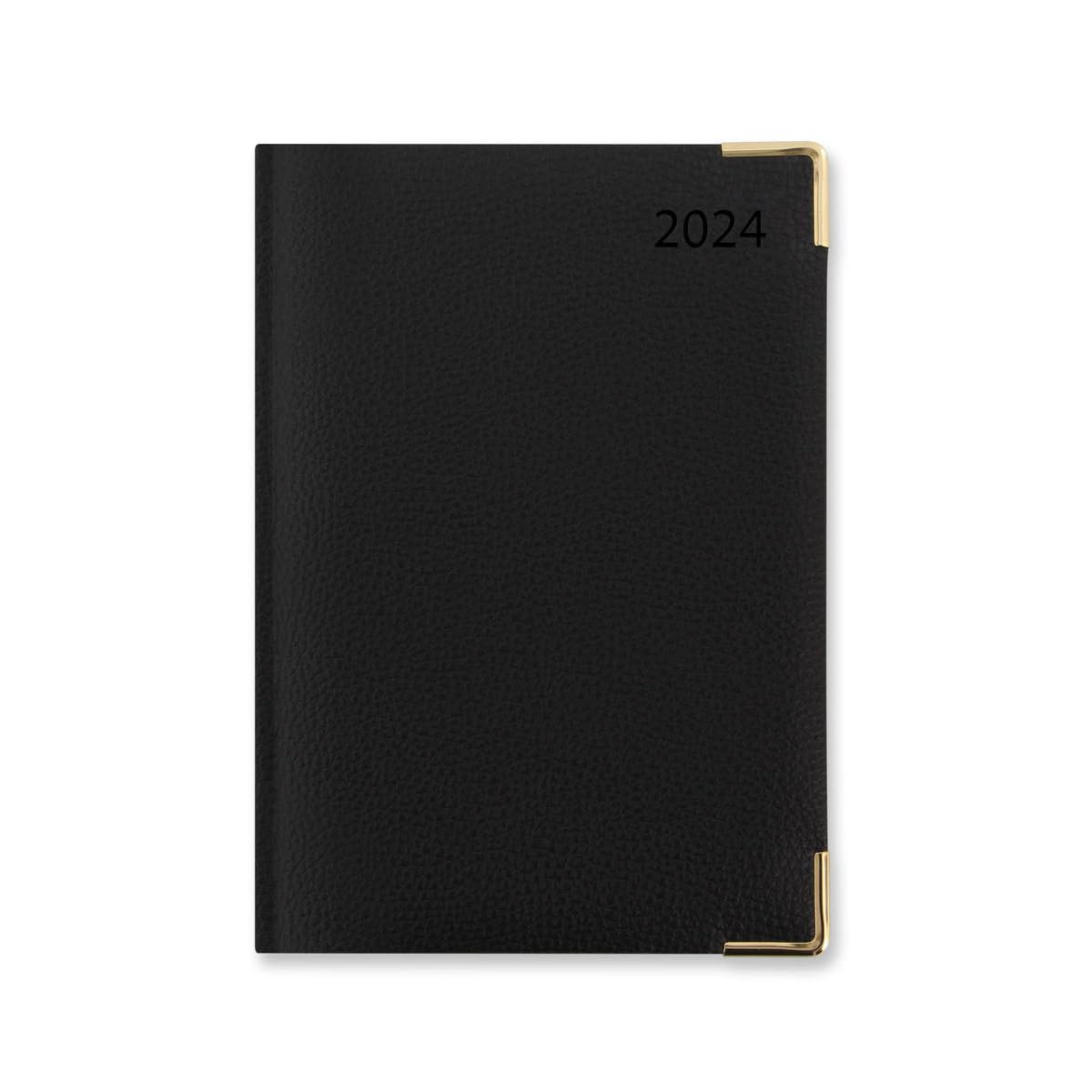 Letts Connoisseur A5 day to a page with appointments 2024 diary - black