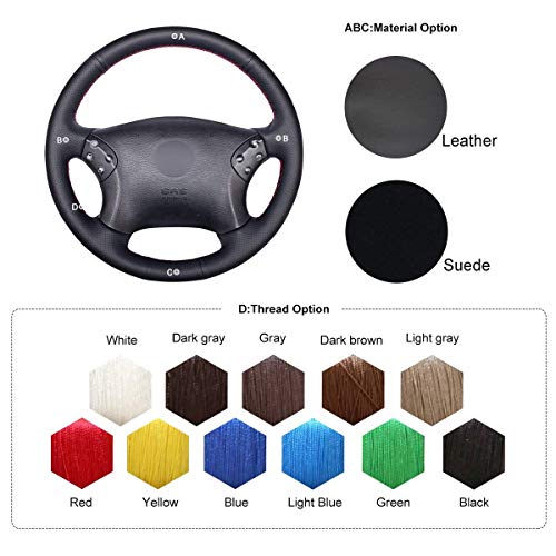 OUYUE Customized Black Genuine Leather DIY Car Steering Wheel Cover for Mercedes Benz W203 C-Class 2001-2007
