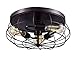 YUBOLE Industrial 3-Light Vintage Metal Cage Flush Mount Ceiling Light, Oil Rubbed Bronze Finish, Rustic Ceiling Lighting Fixture for Bedroom, Dining Room, Living Room, Farmhouse Lighting