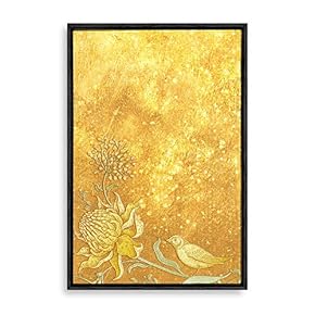 signwin Framed Canvas Wall Art Golden Plant Canvas...
