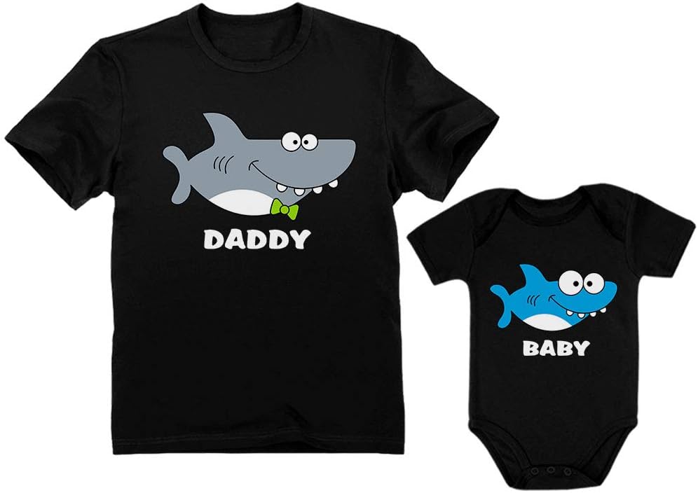 Matching Shark Shirts for Daddy and Baby Set Funny Newborn and Dad Outfits Gift
