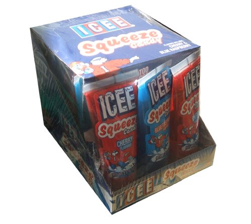 Icee Squeeze Candy Cherry, Green Apple, and Blue Raspberry (Pack of 12)