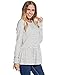 ZXZY Women Pleated Frill Hem Round Neck Long Sleeve Stripe Shirt Tops Blouse Tee