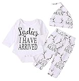 Imsmart Newborn Suit for Baby Shower Deer Print Long Sleeve Romper+Long Pants+Hat
