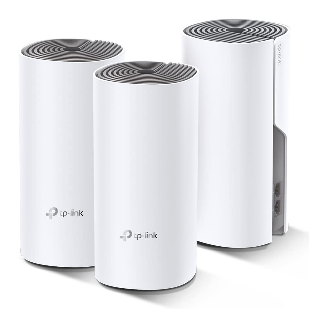 TP-Link Deco E4 (3-Pack) – AC1200 WiFi Repeater, Mesh WiFi Intelligent, Dual Band up to 350 m², 2 x Ports 100/10 Mbps, MU-MIMO, up to 100 Devices, Suitable for Xiaomi Mi Box