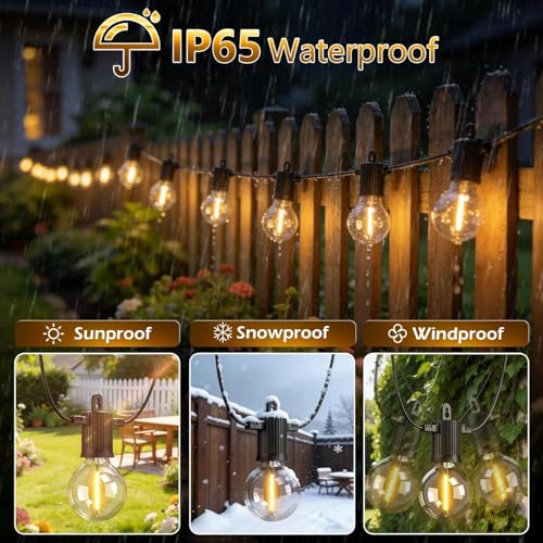 Outdoor String Lights 30M,Led Patio Globe Lights with 27pcs Plastic Bulbs,Waterproof,Shatterproof,G40 Outdoor String Lights,34 Connectable for Backyard, Bistro, Porch, Deck, Balcony,Tent