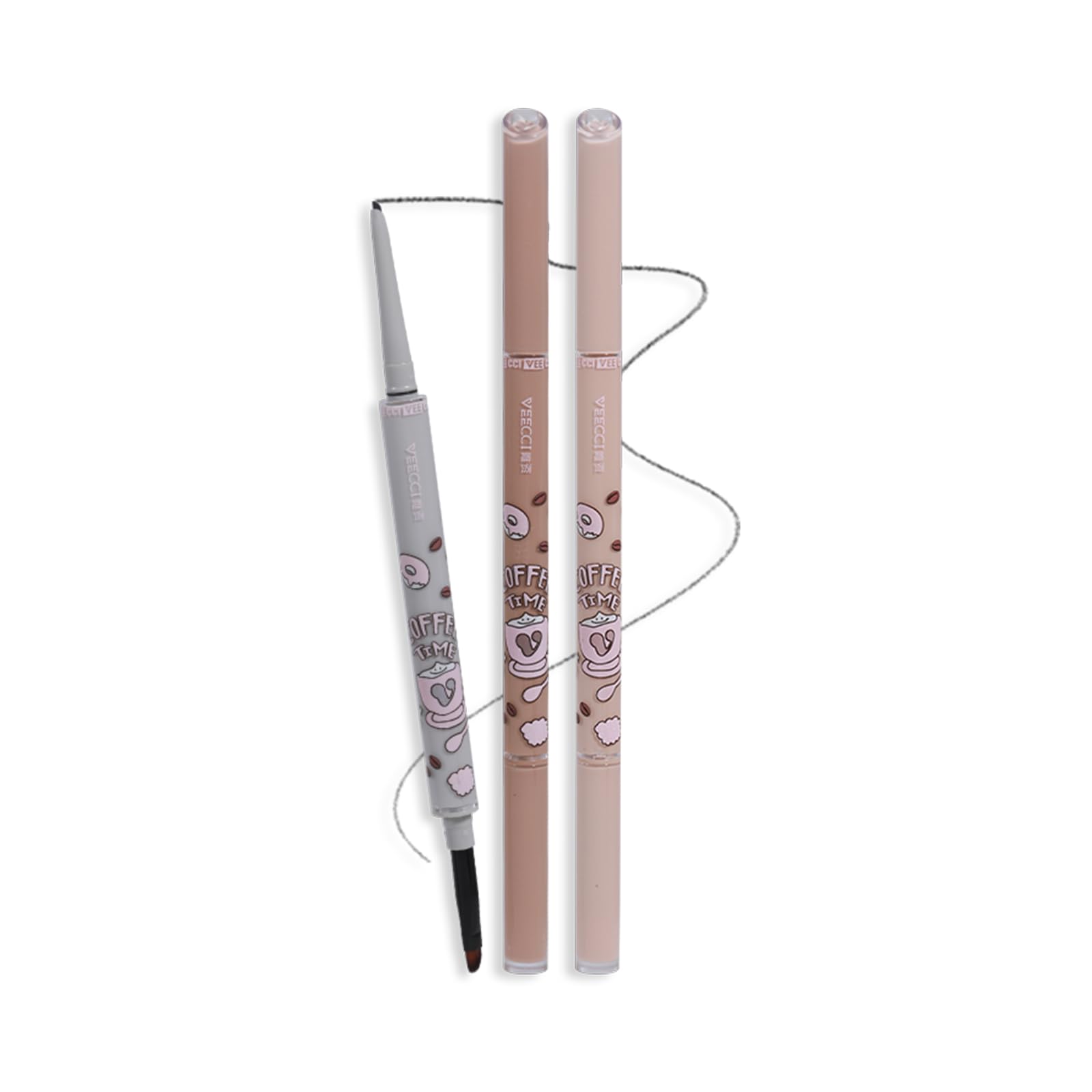VEECCI Waterproof Gel Eyeliner Pencil - Highly Pigmented, Smudge-proof, Longwearing and Ultra-Fine Tip for Precise Eye Makeup - Built-in Brush for Easy Application - Ideal for women(01Black)