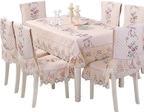 Kunliyin YY1 Floral Pattern Dining Chair Cushion Tablecloth Set Lace Home Dining Chair Set (PATTERN : Spring day peony-yellow)