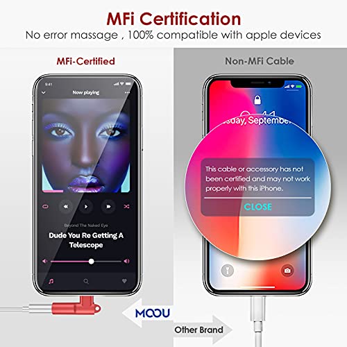 MOOU Lightning to 3.5mm Adapter, [ MFi Certified] iPhone Headphone Jack