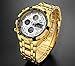 Affute Outdoor Sport Mens Led Digital Analog Quartz Watches Waterproof Stainless Steel Band Gold White