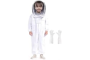 BEEXTM Bee Suit for Kid and Girl, Children Beekeeping Suit Beekeeper Suit with Glove &Ventilated Hood, Multi-Size Bee Outfit for Backyard for Child Bee Keeper for Christmas