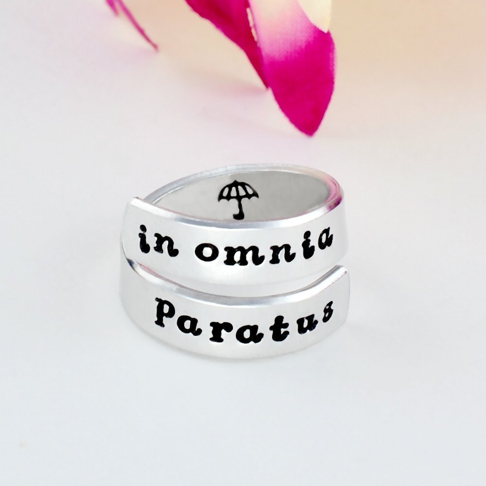 Jewelry In Omnia Paratus Gilmore Girls Inspired The Motto Of The Life And Death Brigade Hand Stamped Aluminum Spiral Wrap Twist Ring Best Friends Gift Handmade Products