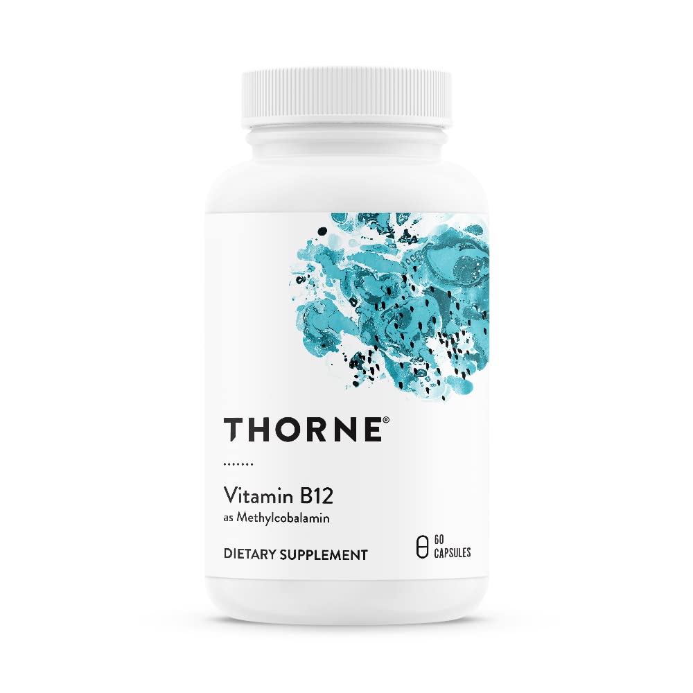 THORNE Vitamin B12 - as Methylcobalamin - Supports Heart and Nerve Health, Blood Cell Function, Healthy Sleep, and Methylation - Gluten-Free, Soy-Free, Dairy-Free - 60 Capsules