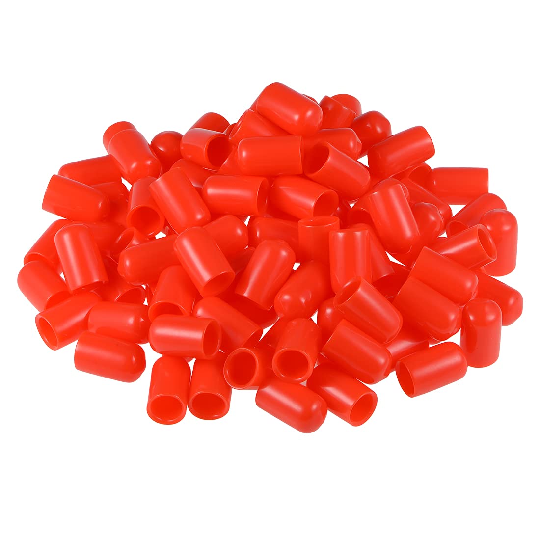 sourcing map 100pcs Rubber End Caps 10mm ID Round End Cap Cover Screw Thread Protectors Red