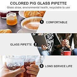 YARNOW 2Pcs Glass Straws Drinking Straws Pig Head