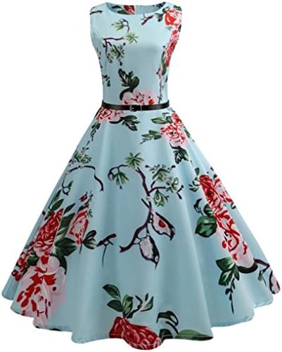 WOCACHI Women Dress Vintage Sleeveless Retro Evening Party Prom Dresses