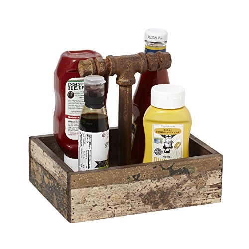 G.E.T. Reclaimed Wood Table Top Condiment / Drink Caddy, 9" x 7