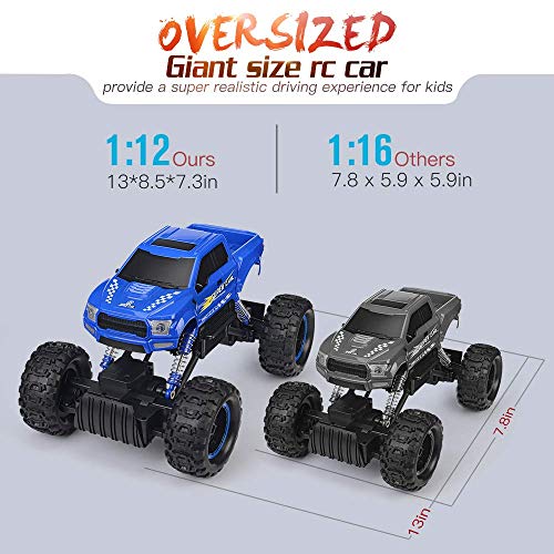 DOUBLE E Remote Control Trucks Monster RC Car 1:12 Scale Off Road Vehicle2.4Ghz Radio Remote Control Car 4WD High Speed Racing All Terrain Climbing Car Gift for Boys Girls Kids