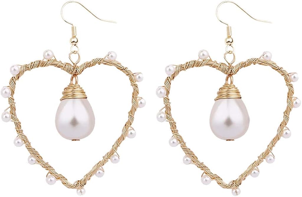 Earrings,Mebamook Bohemian Creative Natural Freshwater Pearl Wire Wrapped Woven Earrings Jewelry