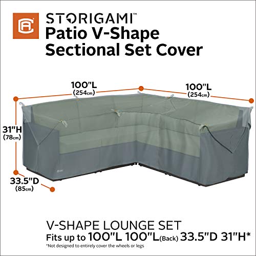 Classic Accessories 56-328-011001-EC Storigami V-Shaped Sectional Sofa Cover, Grey - Thumbnail 2