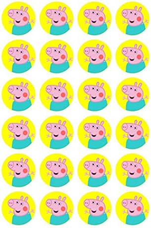 George Pig 24 pre-Cut Round Edible Cup Cake Topper Decorations