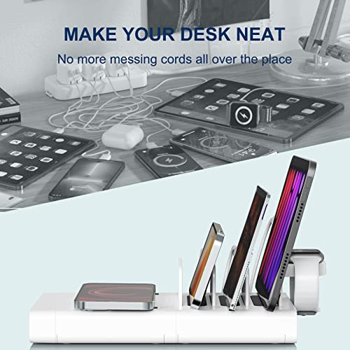 Wireless Charging Station for Multiple Devices, 50W 3 Ports Charging Dock with Fast PD USB-C, Wireless Charging Pad and 5 Mixed Cables Compatible with Cellphone iPad Kindle and Other Electronics