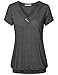 Messic Women Tunic Tops, Women's V Neck Solid Short Sleeve T-Shirt with Buttons Casual Knitted Top Shirts(Carbon Black,XX-L)