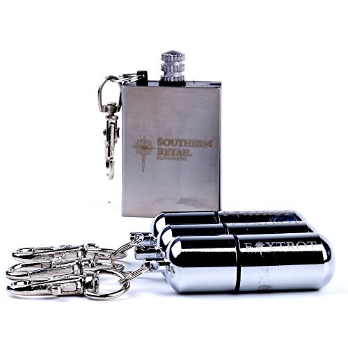 FOXTROT Survival Capsule Peanut Lighter X3 with Waterproof Shell includes Reusable Stainless Steel Matchbox Flint Striker