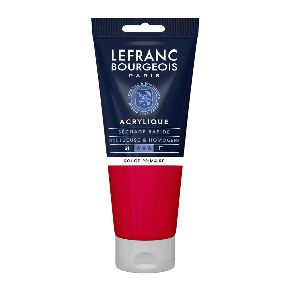 Lefranc Bourgeois 300416 Fine Acrylic Paint - Primary Red, 200 ml Tube, Creamy Water-Based Acrylic Paint, Quick Drying, Lightfast, Waterproof