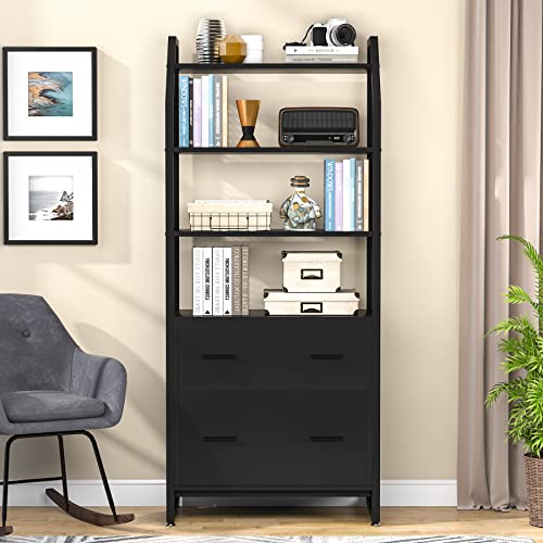 Tribesigns 2 Drawer File with Bookshelf, Modern Vertical Filing