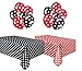 Polka Dot Party Set, Includes 1 Red Tablecloth, 1 Black Tablecloth, 6 Red Balloons and 6 Black Balloons.