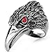 Flongo Red Eye Stainless Steel Eagle Hawk Ring Band Mens Tribal