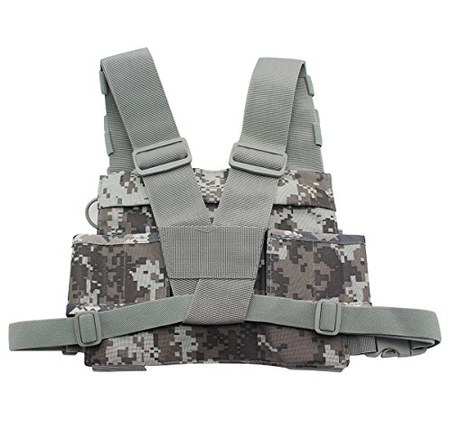 GoodQbuy Universal Radio Harness Chest Rig Bag Pocket Pack Holster Vest for Two Way Radio Walkie Talkie (Rescue Essentials)(Camouflage)
