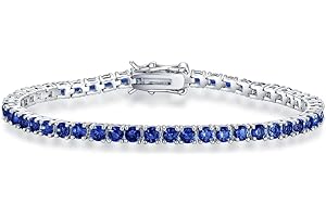 QUEENMOMENT Birthstone Tennis Bracelets for Women,3mm Cubic Zirconia Classic Tennis Bracelets Size 6.5-7.5 Inch Birthday Gifts Jewelry for Mother Wife Grandmother