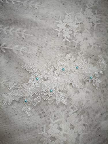 YuRong Bridal Lace Garter Pearls Garter Flower Leaf Design G43 (skyblue)