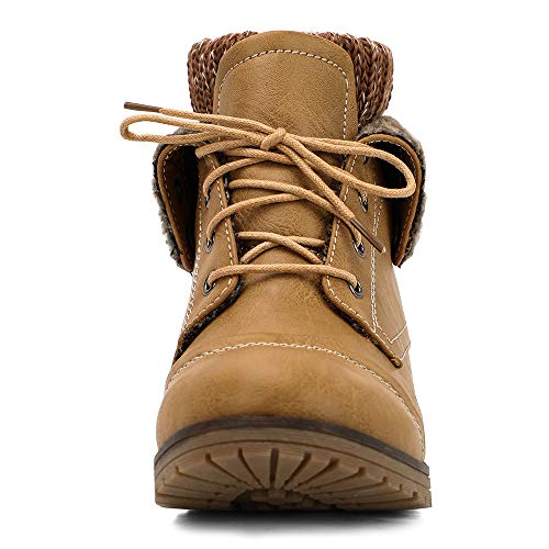 Moda-Chics-Womens-Combat-Style-Lace-up-Ankle-Booties-with-Fur