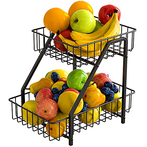 MaraFansie 2Tier Fruit Basket Countertop Fruit Bowl Bread Basket