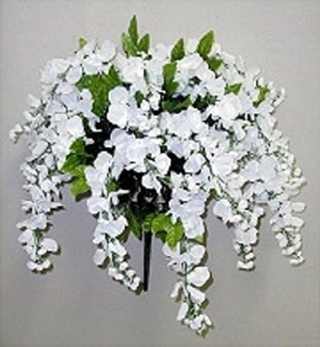 Pink Cookie 35 inch Wisteria Bush WHITE Silk Flowers Artificial Plants Wedding Arrangements