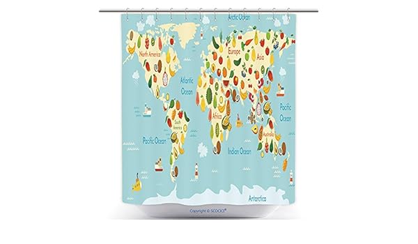 Amazon Com Vanfan Durable Shower Curtains Fruit World Map